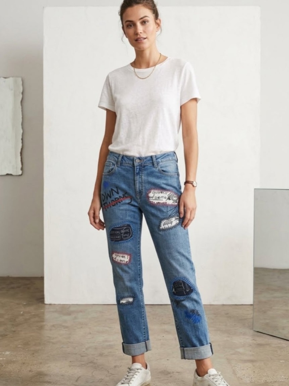 🔥 RARE Alice + Olivia x Basquiat Colab Patchwork Art Graffiti Denim Jean